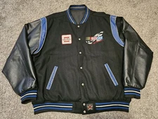 Vintage Jeff Hamilton NASCAR Racing Reversible Jacket Black / Blue Mens Size 2XL