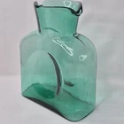 BLENKO #384 Hand Blown Glass Pitcher Bottle 8" Emerald Aqua Green Double Spout