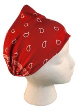 Red Paisley Knit Headwrap Hairband Soft Stretchy Headband Fabric Unisex Sweatban