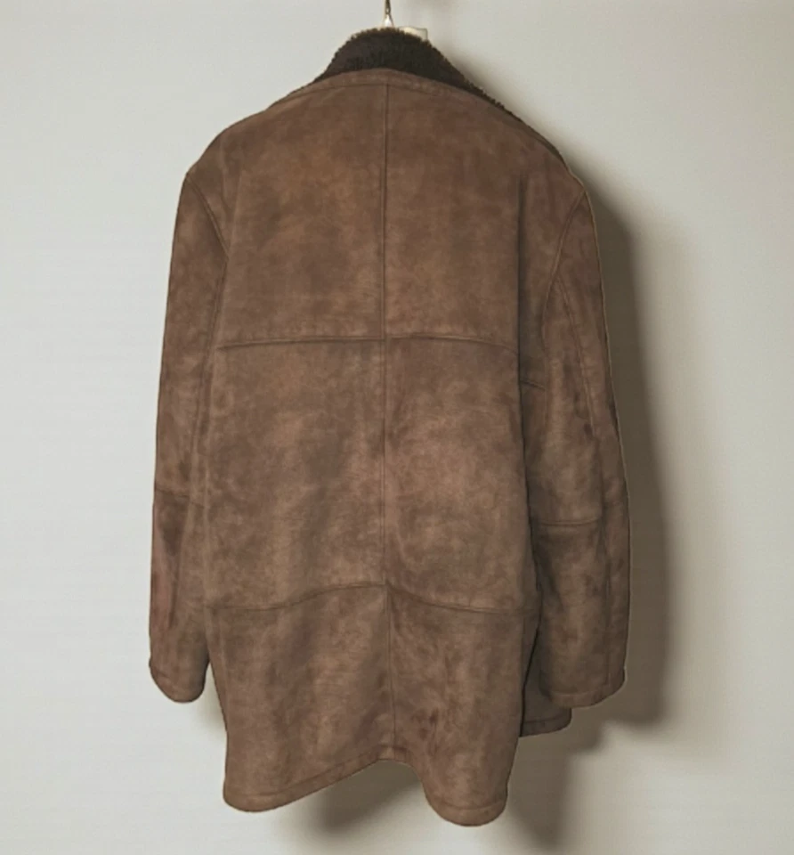 Abrigo Chaqueta de Granero Forrado Sherpa Gamuza Imitación Botón Delantero Western Ranch Ropa de Trabajo XL Foto 2 de 4