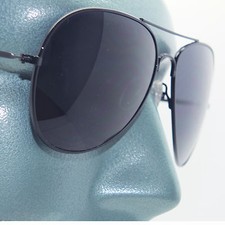 Lightweight Aviator Sunglasses Metal Black Frame Gray Lens