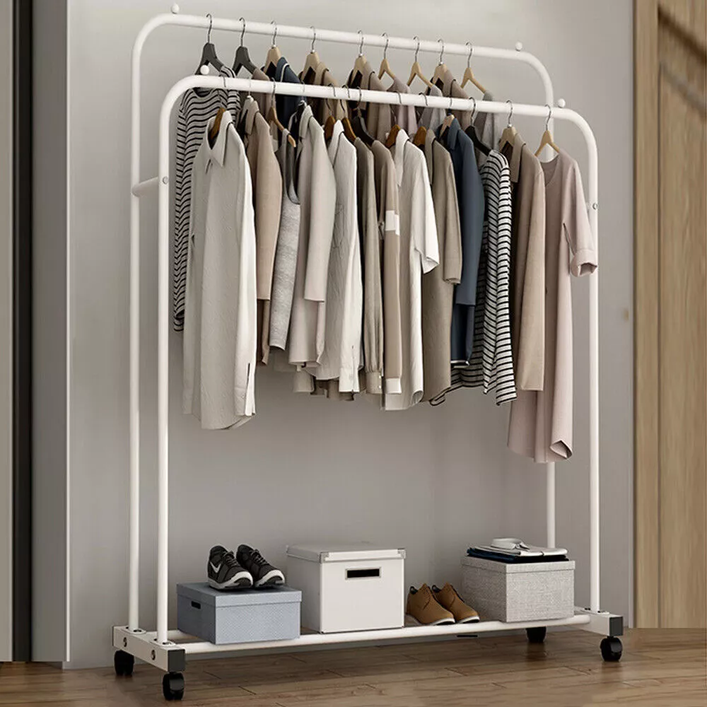 Freestanding Closet Organizer, Industrial 3 Rod Garment RackWhite