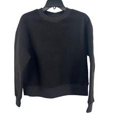 Everlane Black Sweatshirt ReNew Fleece Teddy Sherpa Warm Oversized Crew XS New