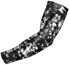 Youth Football Baseball Compression Arm Sleeve Black Grey Gray Digital Camo