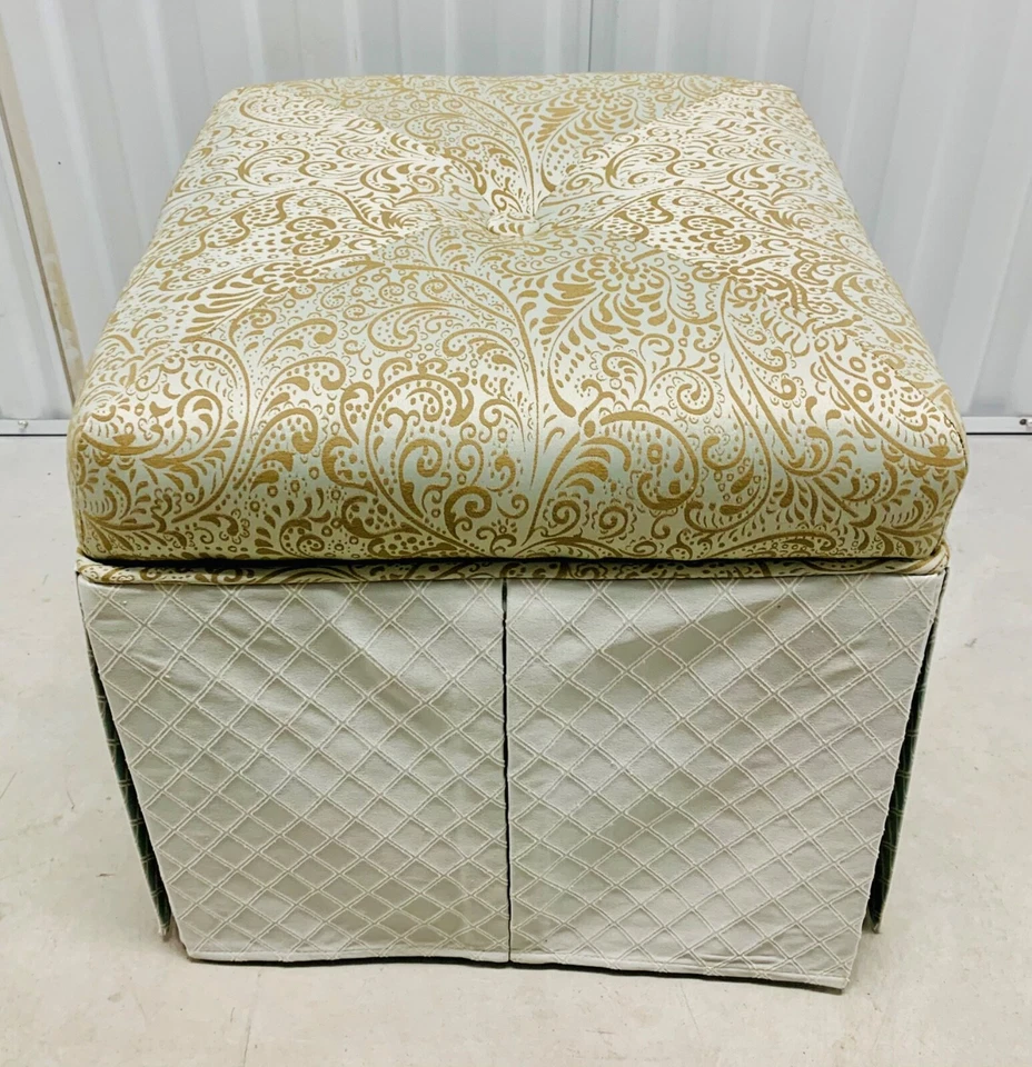 "Taburete cubo tocador otomano de almacenamiento cuadrado Stacy 18"" Jennifer Taylor con tapa acolchada" Foto 3 de 4