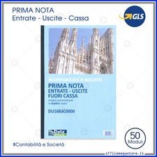 registro prima nota cassa entrate uscite moduli A4 2 copie modulistica buffetti 