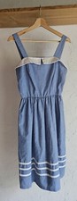 Vicky Vaughn Junior Vintage Unsized XS Blue White Sleeveless Dress