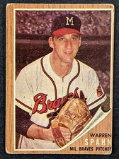 1962 Topps Baseball #100 Warren Spahn Milwaukee Braves