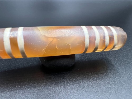 Burmese South East Asian Painted Etched Carnelian Agate Bead - Picture 10 of 15