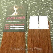 20pcs 18" Remy Seamless Tape In Skin Weft Human Hair Extensions Light Auburn