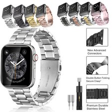Apple Watch Strap Series 8 7 6 SE 5 4 3 2 44mm 45mm Stainless Steel iWatch Band