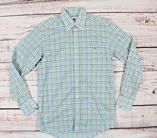 LACOSTE 38 14  33 MEN  S BLUE/BLACK/GREEN PLAID BUTTON-DOWN SHIRT