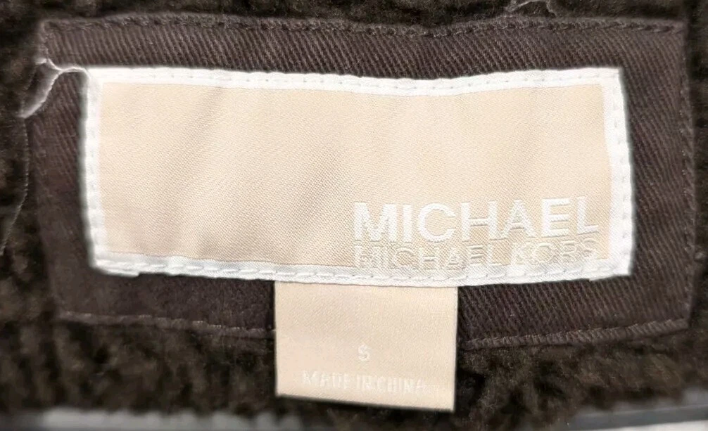 Michael Kors Parka Cappotto Rimovibile Ecopelliccia Bordo Cappuccio Marrone Donna Small