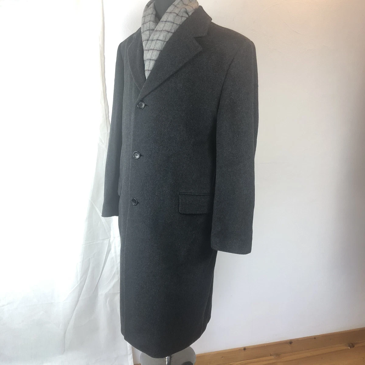 Manteau Colbert Vintage Pour Homme, Taille 52, Gris Foncé - Mélange Cachemire, Occasion En Très Bon état, Style Classique Italien
