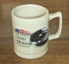 Vtg Mug Strength And Honor For Those Who Serve Eagle FBI Made in USA Heavy ~ EUC