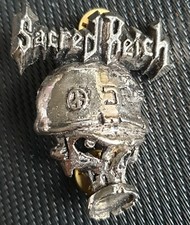 SACRED REICH PIN MADE IN ENG.1991 ORIGINAL POKER  METAL METALLICA IRON MAIDEN