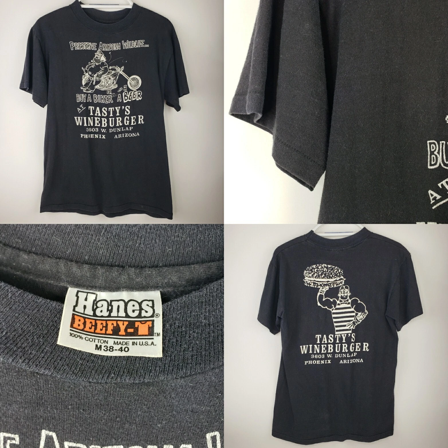 Vintage Tasty's Wineburger T Shirt Phoenix AZ - Size M Preserve Arizona Wildlife