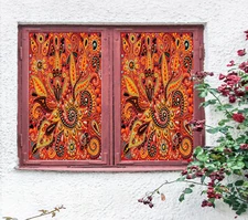 3D Orange Flower ZHUA768 Window Film Print Sticker Cling Stained Glass UV