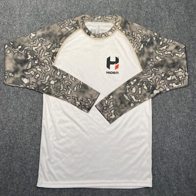 Hiden Shirt Mens Small White Grey Long Sleeve Performance Quick Dry Moist Wick