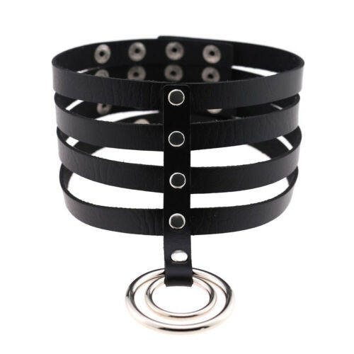 Women Fashion Gothic Punk Leather Collar Multi Layer Choker Party Jewelry Gifts - Afbeelding 1 van 1