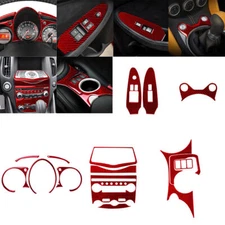 16Pcs Red Carbon Fiber Full Interior Set Cover Trim For Nissan 370Z 2009-2020