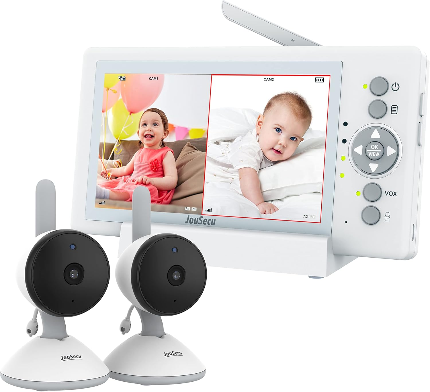 Baby Monitor with 2 Cameras, Video Baby Monitor with Camera and Audio No Wifi, 5