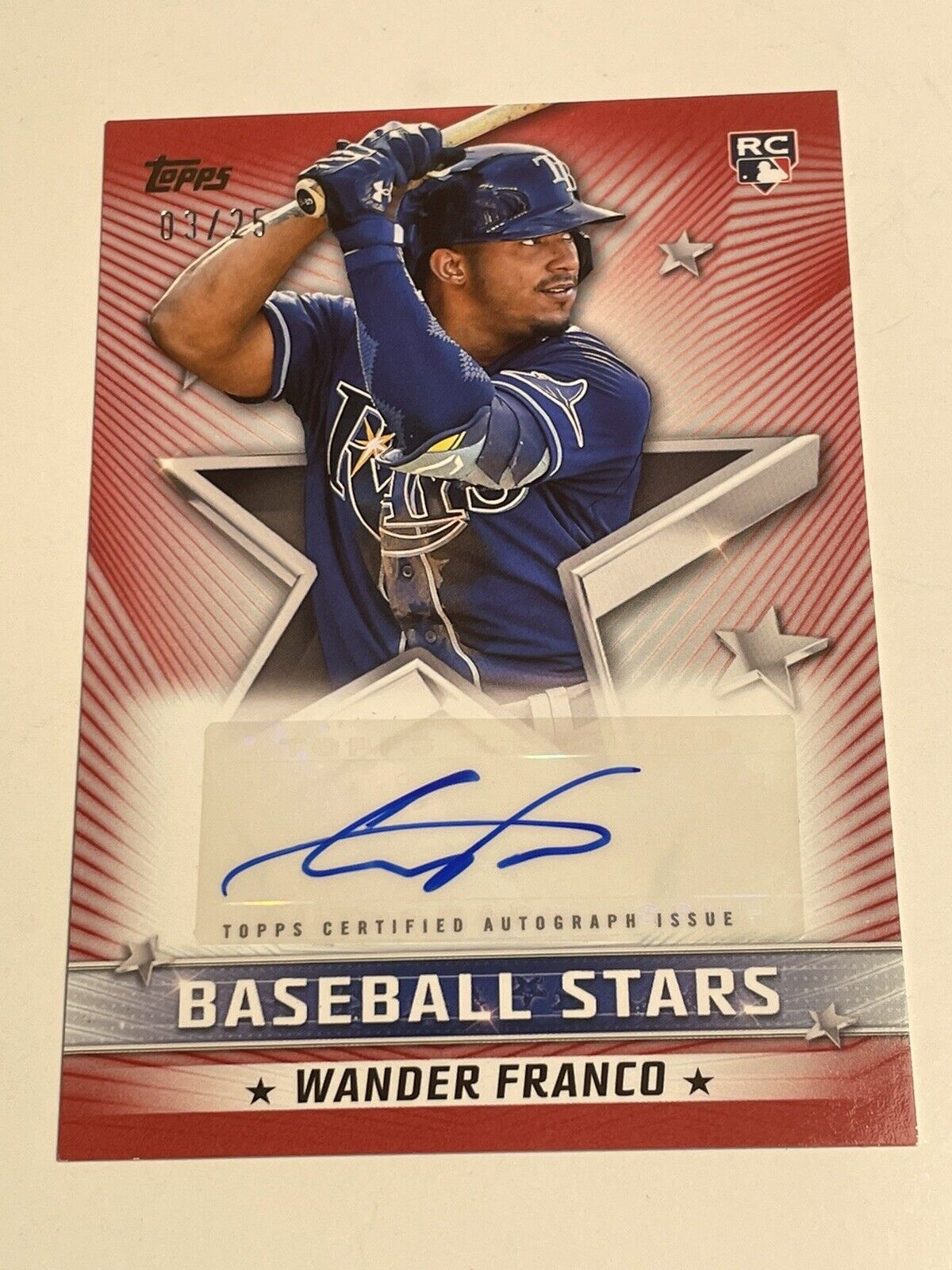 2022 Topps Series 2 Wander Franco Red Auto 3/25 RC Rookie Autograph BSA-WF