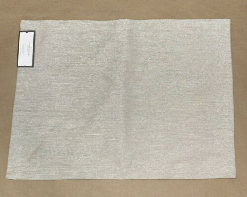 Placemats 14x19 Tan Hemp Woven Silver Lurex Shimmer Rectangle Threshold lot of 2 - Picture 2 of 5