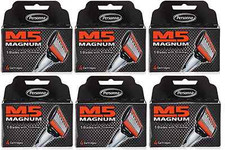 Personna M5 Magnum Razor Refill Blades with Trimmer, 4 Cartridges 6 Pack