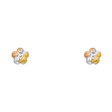 Ioka - 14K Tri Color Gold Fancy Flower Stud Earrings