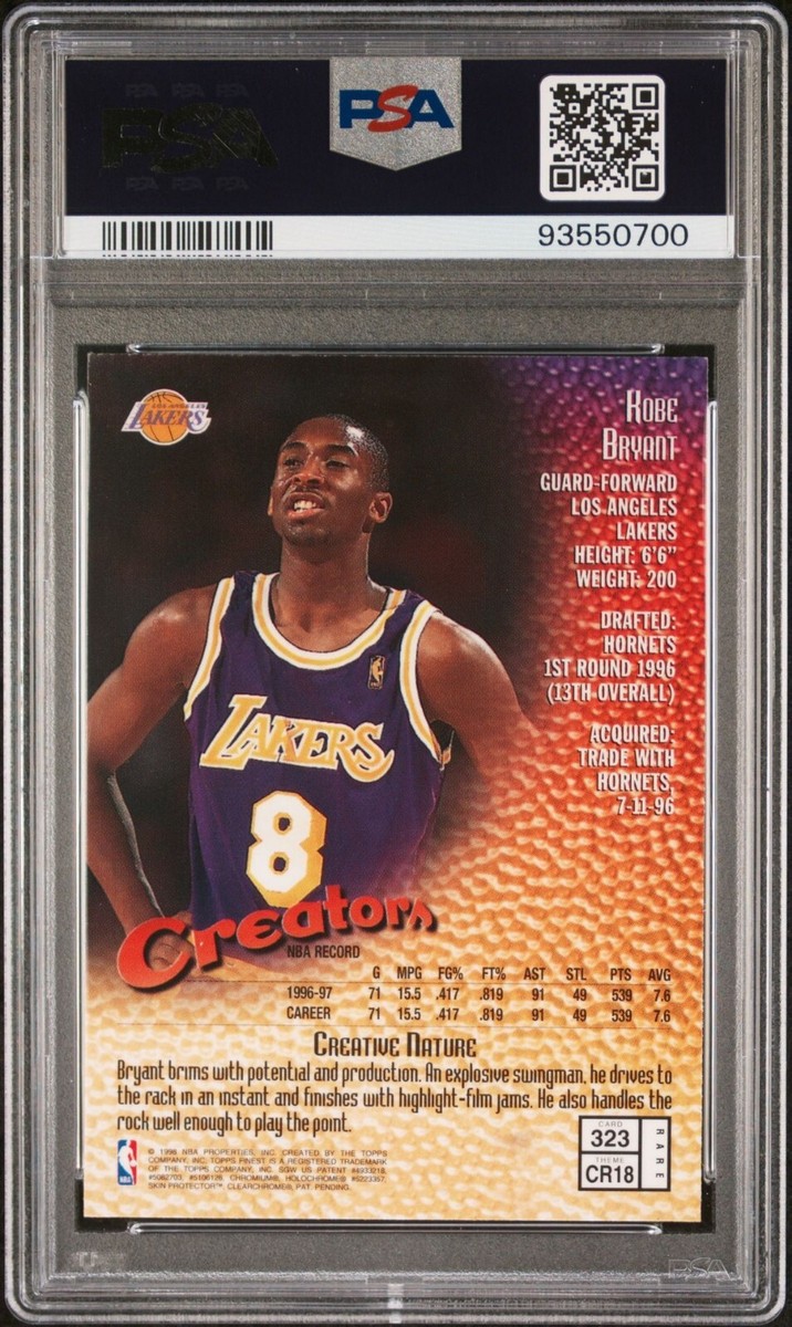 KOBE BRYANT 1997 FINEST RARE 323 PSA 8 LAKERS | eBay
