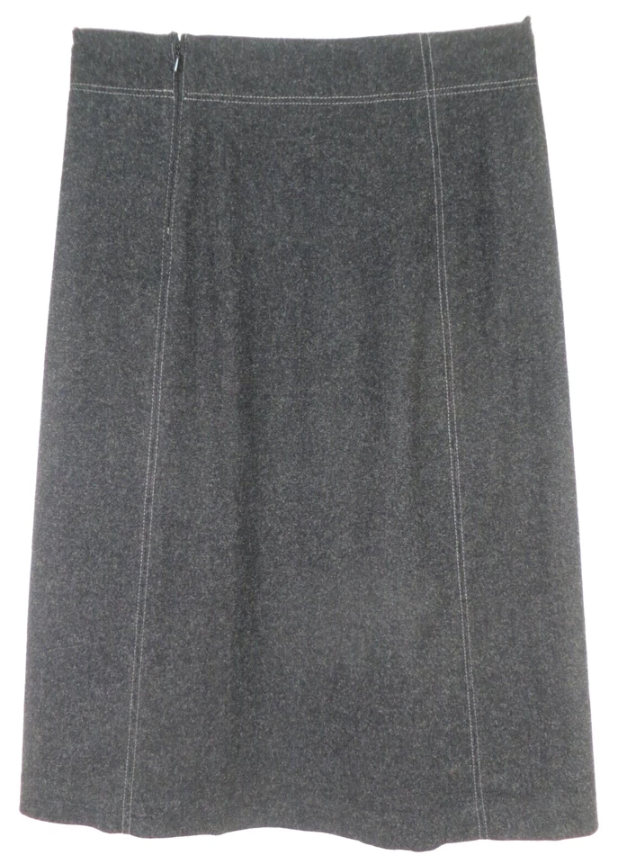 J CREW Womens Wool Nylon Flannel Panelled A-Line Skirt Midi Pocket Lined Gray 2 - Image 2 of 4
