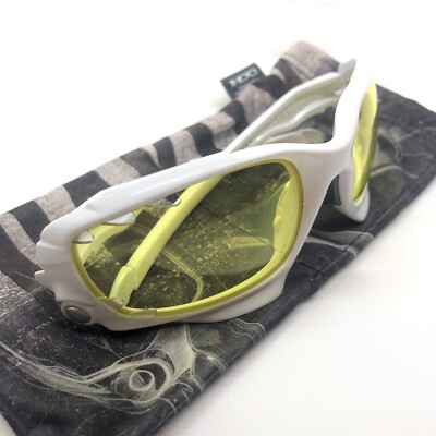 OAKLEY JAWBONE SUNGLASSES Polished White w/ Silver Icons & Yellow Vented Lenses