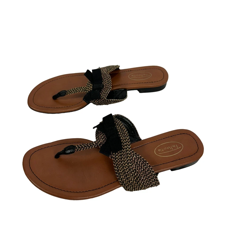 Sandalias Talbots para mujer con correa trenzada talla 8,5B chanclas de cuero marrón y negro Foto 2 de 4