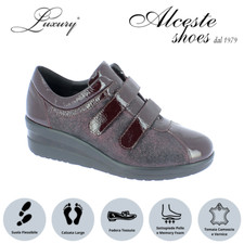 Sneakers Strappi  Luxury  Art. 5421 in Camoscio e Vernice Bordeaux