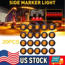 20X 3/4" 12V Marker Lights LED Truck Trailer Round Side Bullet Light Amber