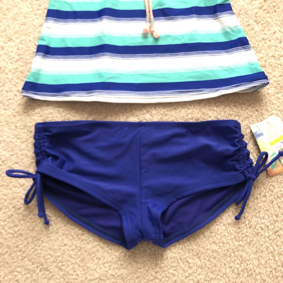 NUEVO Conjunto de Traje de Baño Hobie Para Mujer Talla Mediana Tankini Top Corbata Lateral Niño Parte Inferior Corta Foto 3 de 4