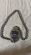 Private Security Officer Metal Badge with Chain Silver Tone Eagle Emblem