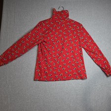 Vintage Mickey Co Red Turtleneck Shirt Medium All Over Print Cotton AOP Disney