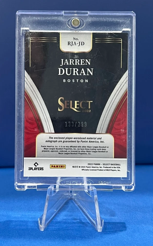 2022 Panini Select Jarren Duran Rookie Patch Auto RPA /299 Boston Red Sox - Image 2 of 3