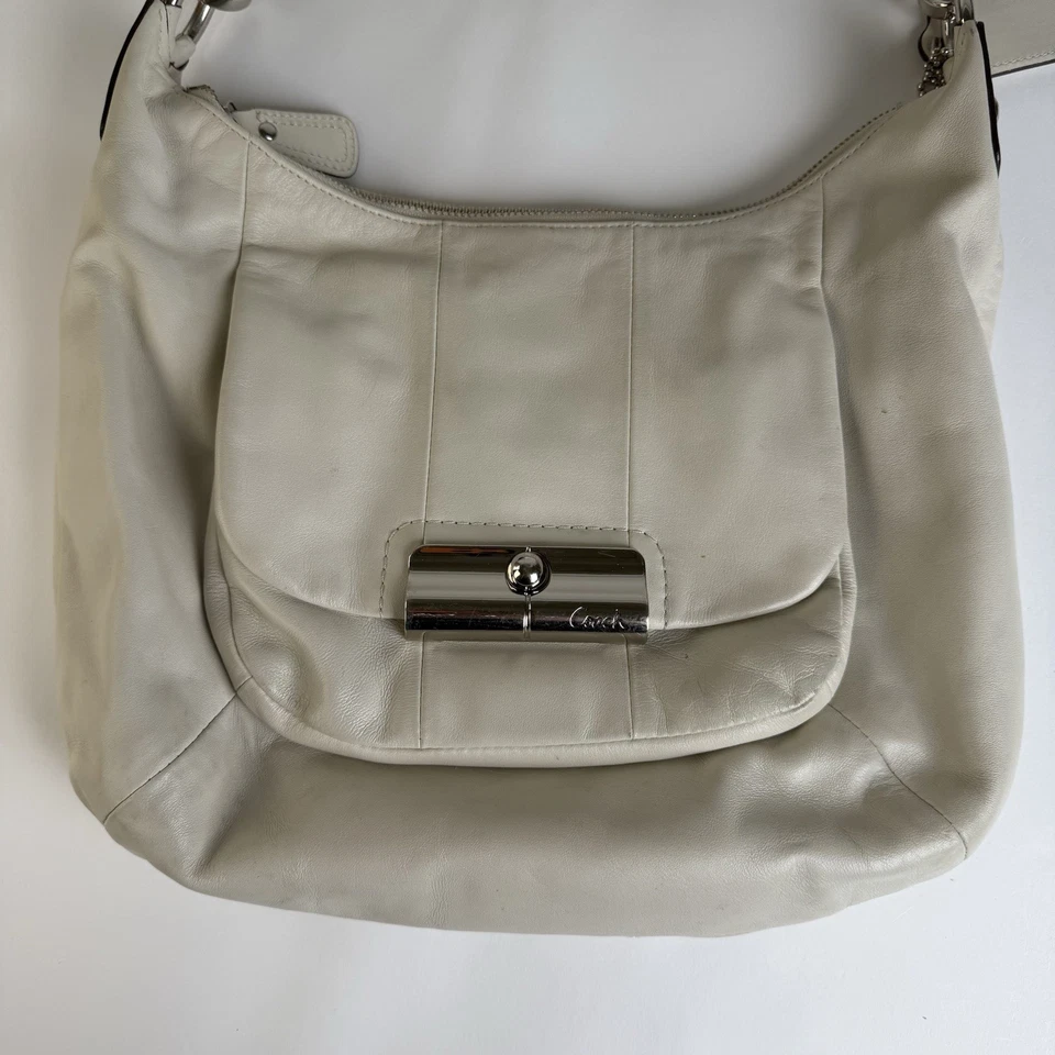 Bandolera Coach Kristin 16808 Bolso de Mano de Cuero Marfil Vintage Y2K Bolso Cartera de Cuero Foto 2 de 4