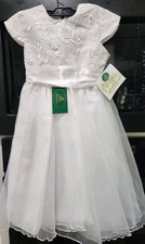 Girls White Organza Dress Flower Girl Confirmation Boutique Sz 4 NWT