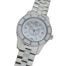 Dior Watch Ladies Crystal Quartz QZ CD112112 Silver White Used