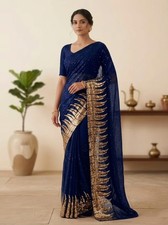 Latest Party Wear Saree For Women Indian Designer Pakistani Bollywood Sari Fancy