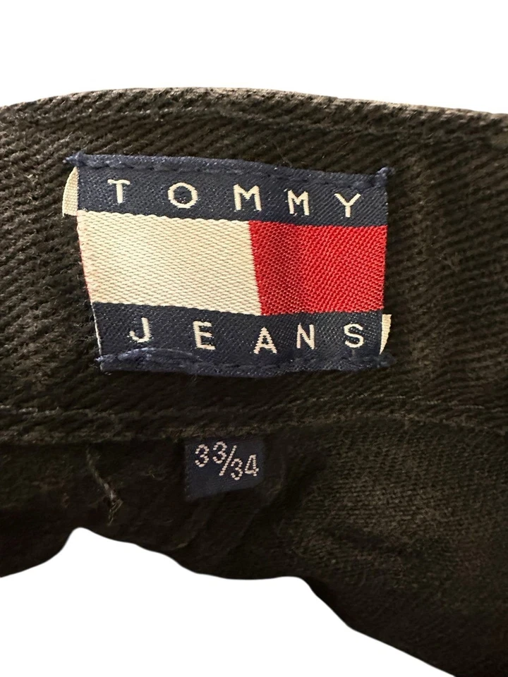 Tommy Hilfiger VTG Y2K Black Men’s Denim Jeans Logo Spell Out Band 33 X 34 - Image 2 of 4