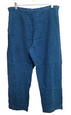 Bryn Walker Linen Wide Leg Pants Womens XL Elastic Waist Pull On Lagenlook Teal