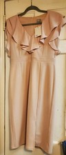 NEW Asos Women's Blush Pink Ruffle Midi Party Dress Size 8 Women's NWT Side Slit