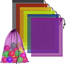 6 Pcs Mesh Bags Drawstring, 14x17 Inch with Lock, Small, Multicolor 