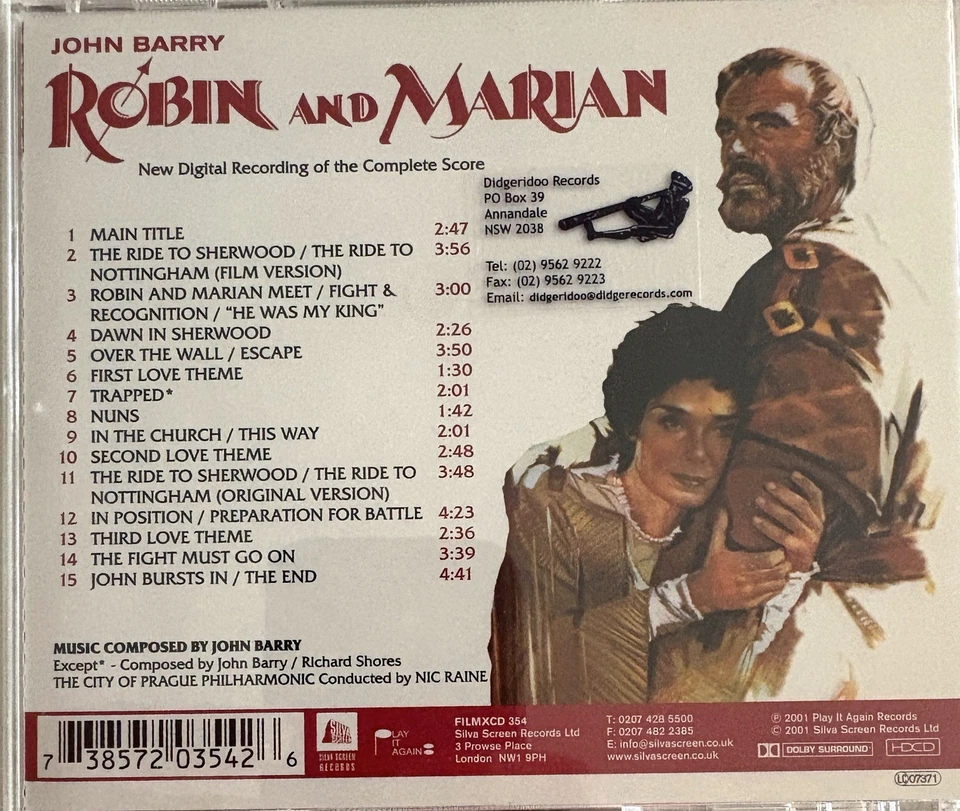 ROBIN AND MARIAN - Original Soundtrack - John Barry CD 2001 Silva Screen AS NEW! - Image 2 of 2