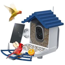 Smart Bird Feeder with Camera Solar Powered & AI Bi rd Indigo Blue